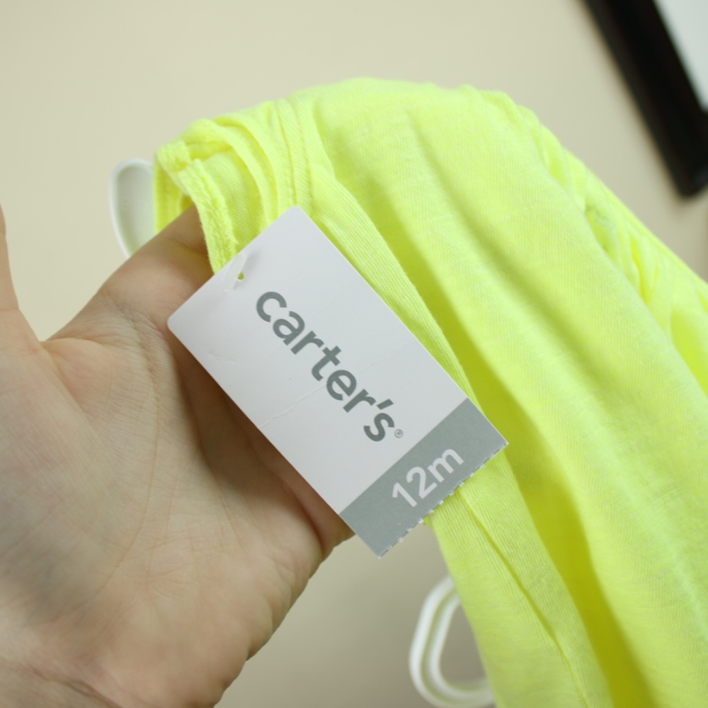 Carter’s Neon Yellow Ruffle Blouse Scoop Neck 12M - Picture 7 of 8
